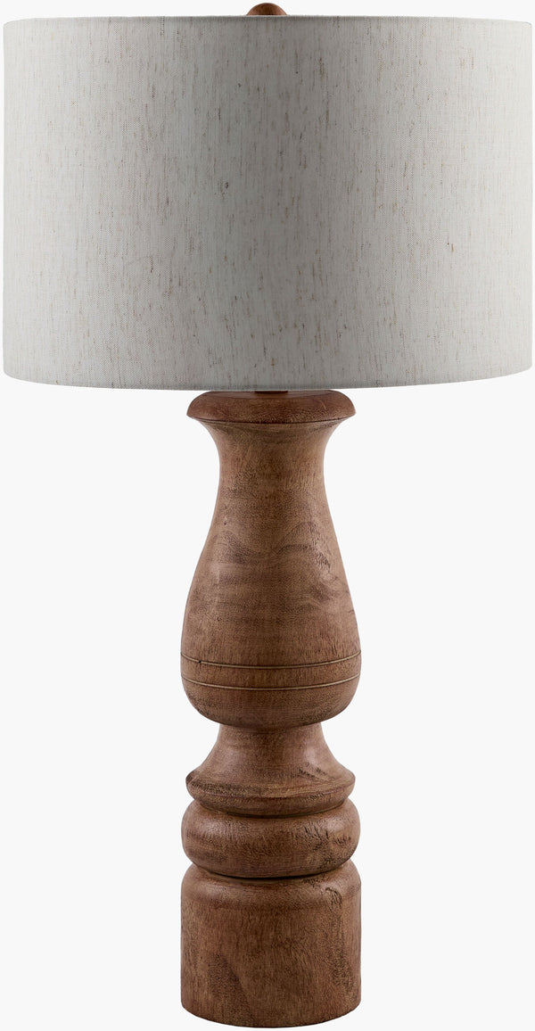 Surya Alvimare 33" Elegant Accent Table Lamp With Classic Resin Body & Linen Shade For Warm Ambiance Body, Dark Brown,Shade (Outside), Beige,Shade (Inside), White,Finial, Dark Brown,Harp, Metallic ,Nickel,Cord, Translucent Resin,Linen,Polyester,Resin Avm-003