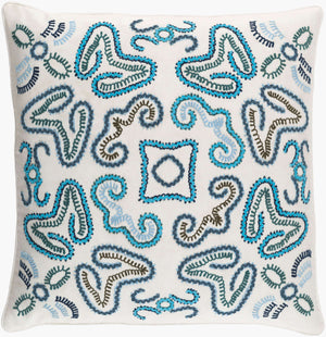 Surya Avana 18" Traditional Cotton Accent Pillow - Elegant Home Decor For Luxurious Comfort & Style Blue Cotton,Cotton Avn001-2020p