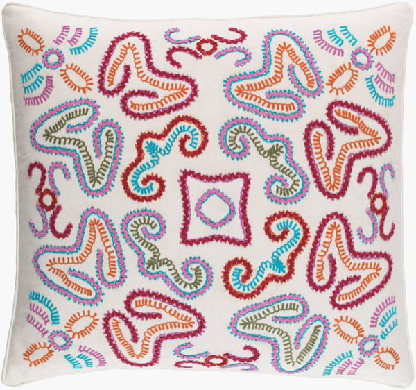 Surya Avana 18" Traditional Cotton Accent Pillow - Elegant Home Decor For Luxurious Comfort & Style Red Cotton,Cotton Avn002-2222