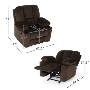 English Elm Christopher Knight Home® - Luxurious Manual Recliner Chair with Skin-Friendly Fabric, Dual Cup Holders, Ergonomic Padded Comfort Chocolate 57578.00CHO