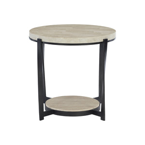 Bernhardt Bernhardt Round Berkshire Side Table With Laminated Stone Tops, Twisted Pewter Steel Legs, 27" 405125