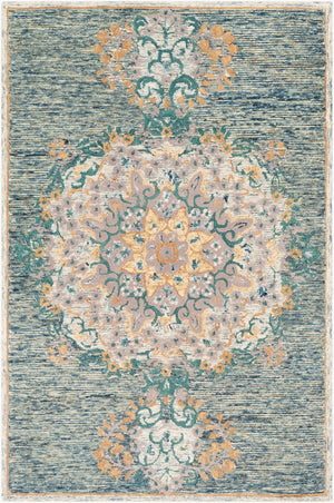 Surya Avon 2' X 3' Handmade Wool Area Rug - Traditional Indian Design, Soft High Pile For Comfort & Style Dark Blue Wool Avo2300-23