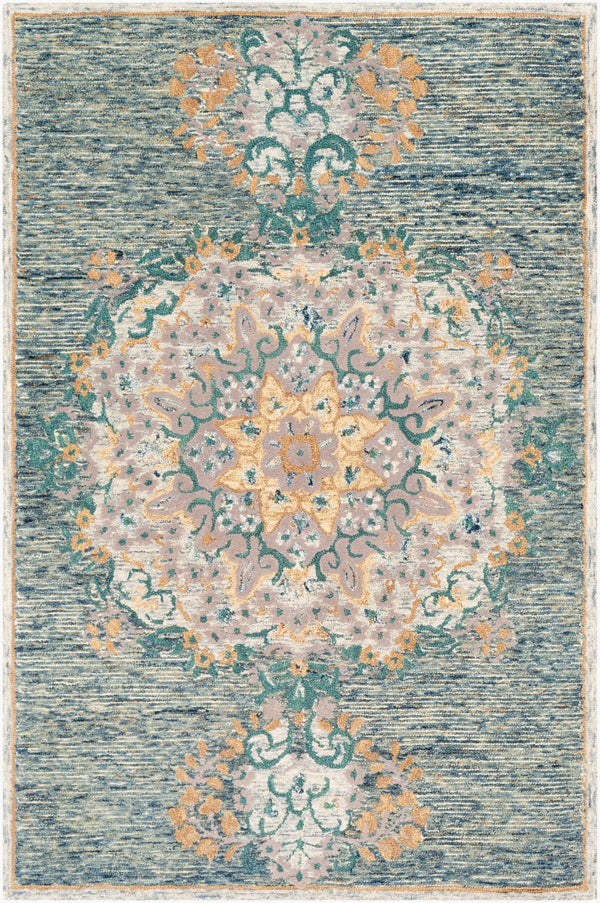 Surya Avon 2' X 3' Handmade Wool Area Rug - Traditional Indian Design, Soft High Pile For Comfort & Style Dark Blue Wool Avo2300-23