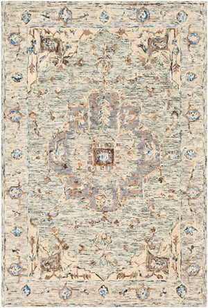 Surya Avon 2' X 3' Handmade Wool Area Rug - Traditional Indian Design, Soft High Pile For Comfort & Style Light Sage Wool Avo2301-23