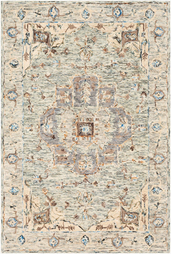Surya Avon 2' X 3' Handmade Wool Area Rug - Traditional Indian Design, Soft High Pile For Comfort & Style Light Sage Wool Avo2301-23
