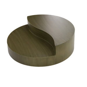 VIG Furniture Avocet Round Grey-Brass Coffee Table — Modern Industrial, Tiered Storage Surfaces, Sturdy Iron Frame, 43" Diameter VGODLZ-240C-CT