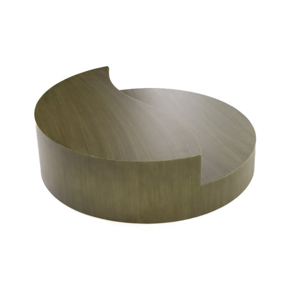VIG Furniture Avocet Round Grey-Brass Coffee Table — Modern Industrial, Tiered Storage Surfaces, Sturdy Iron Frame, 43" Diameter VGODLZ-240C-CT