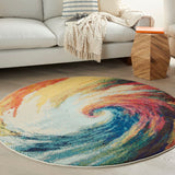 Nourison Celestial CES07 Machine Made Power-loomed Borderless Design Indoor Only Modern  Rug Wave, Multicolor 100% Polypropylene 99446815880