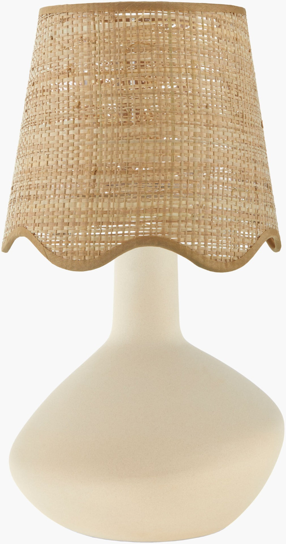 Livabliss Aviara Ceramic Table Lamp with Rattan Shade Organic Handcrafted Bohemian Accent Light AVR-001