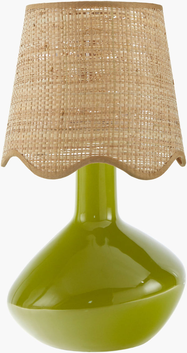 Livabliss Aviara Ceramic Table Lamp with Rattan Shade Bohemian Coastal Bedside Accent Light AVR-007