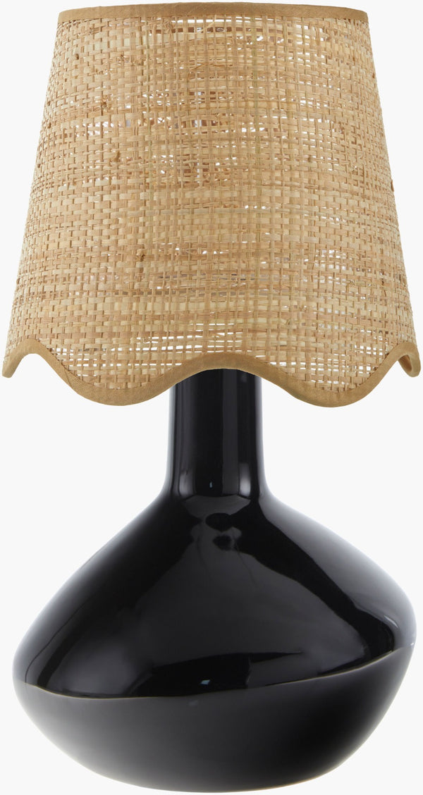 Livabliss Aviara Ceramic Table Lamp with Rattan Shade for Coastal Bohemian Bedroom Decor AVR-010