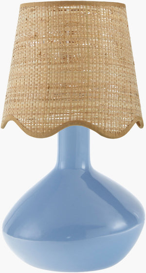 Livabliss Aviara Ceramic Base Table Lamp with Woven Rattan Shade for Coastal Boho Spaces AVR-013