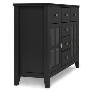 English Elm Artisan Solid Wood Sideboard Buffet: Elegant Black Finish, Ample Storage & Timeless Design For Home B136P158388