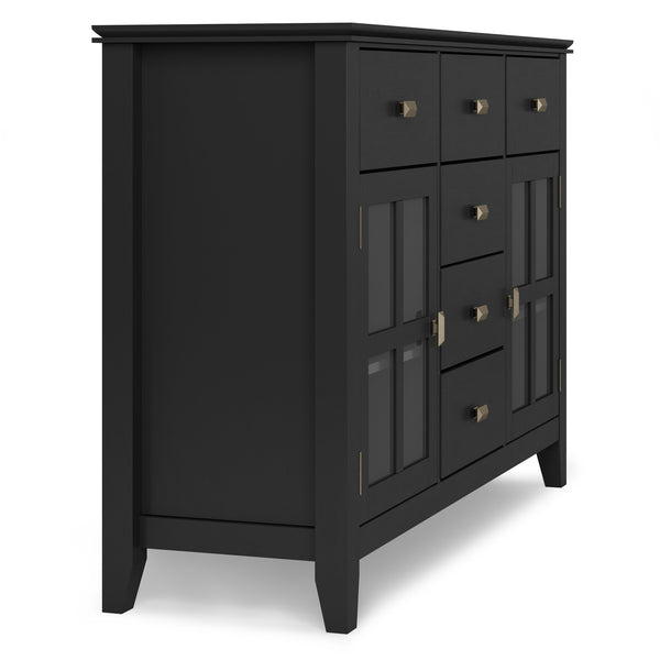 English Elm Artisan Solid Wood Sideboard Buffet: Elegant Black Finish, Ample Storage & Timeless Design For Home B136P158388