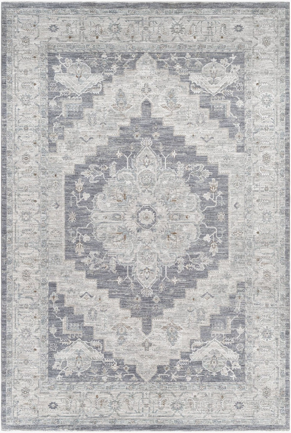 Livabliss Avant Garde Large Geometric Area Rug with Fringe Polypropylene Weave for Living Rooms Gray, Charcoal 6'7" x 9'6" AVT2300-6796