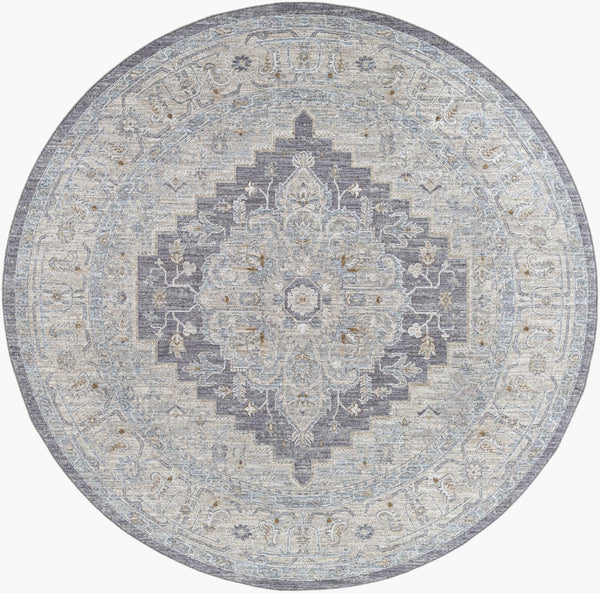 Livabliss Avant Garde Large Geometric Area Rug with Fringe Polypropylene Weave for Living Rooms Gray, Charcoal 6'7" x 6'7" AVT2300-67RD