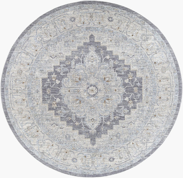 Livabliss Avant Garde Large Geometric Area Rug with Fringe Polypropylene Weave for Living Rooms Gray, Charcoal 7'10" x 7'10" AVT2300-710RD