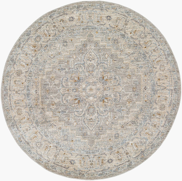 Livabliss Avant Garde Traditional Machine Woven Polypropylene Area Rug for Living Dining Rooms Gray, Charcoal 7'10" x 7'10" AVT2301-710RD