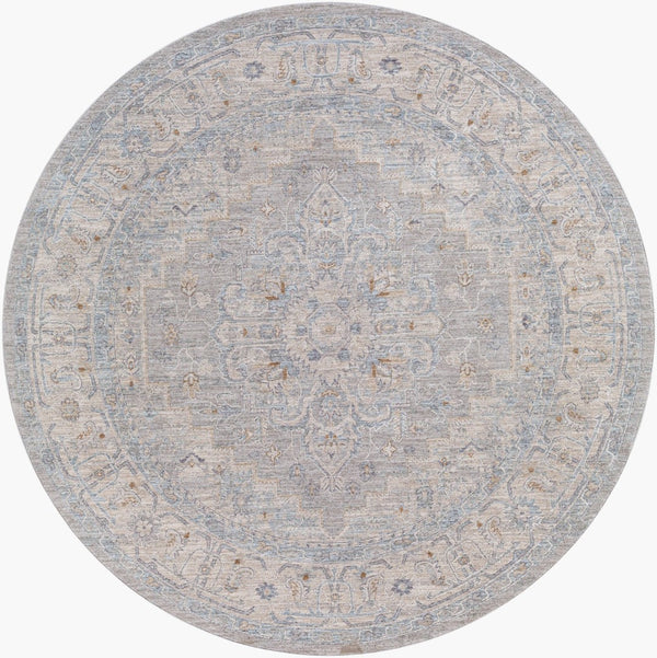 Livabliss Avant Garde Traditional Machine Woven Polypropylene Area Rug for Living Dining Rooms Gray, Charcoal 6'7" x 6'7" AVT2301-67RD