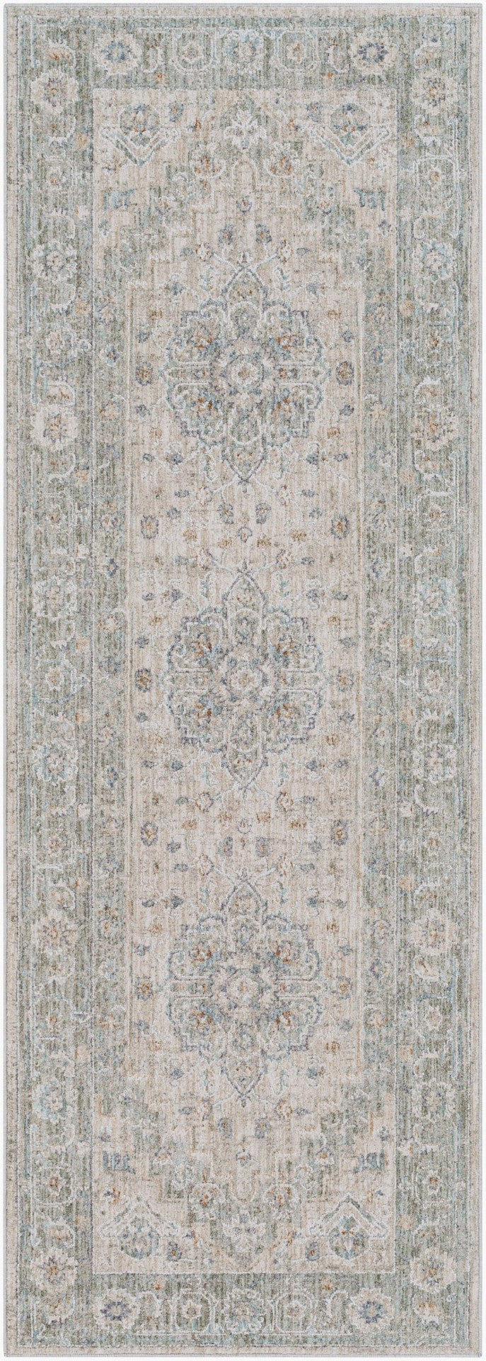 Livabliss Avant Garde Turkish Machine Woven Medallion Area Rug with Fringe for Large Living Rooms Gray, Charcoal 2'7" x 7'3" AVT2302-2773