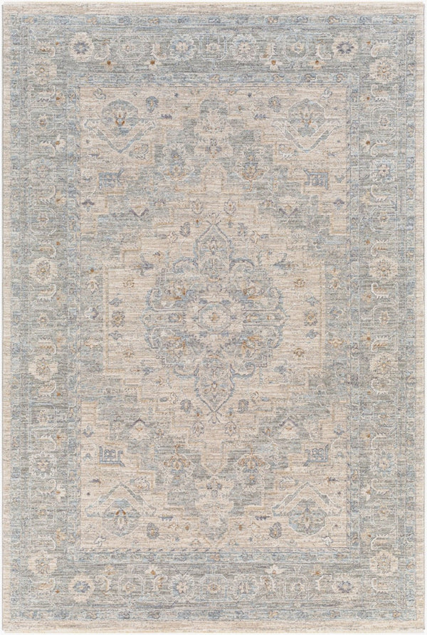 Livabliss Avant Garde Turkish Machine Woven Medallion Area Rug with Fringe for Large Living Rooms Gray, Charcoal 5' x 7'5" AVT2302-575