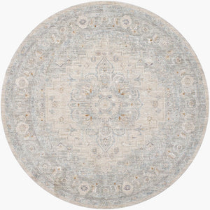 Livabliss Avant Garde Turkish Machine Woven Medallion Area Rug with Fringe for Large Living Rooms Gray, Charcoal 7'10" x 7'10" AVT2302-710RD