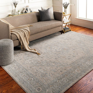 Livabliss Avant Garde Turkish Machine Woven Medallion Area Rug with Fringe for Large Living Rooms Gray, Charcoal 5' x 7'5" AVT2302-575