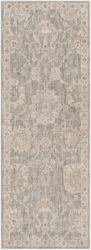 Livabliss Avant Garde Traditional Medallion Area Rug with Fringe for Large Living Rooms Gray, Charcoal 2'7" x 7'3" AVT2305-2773