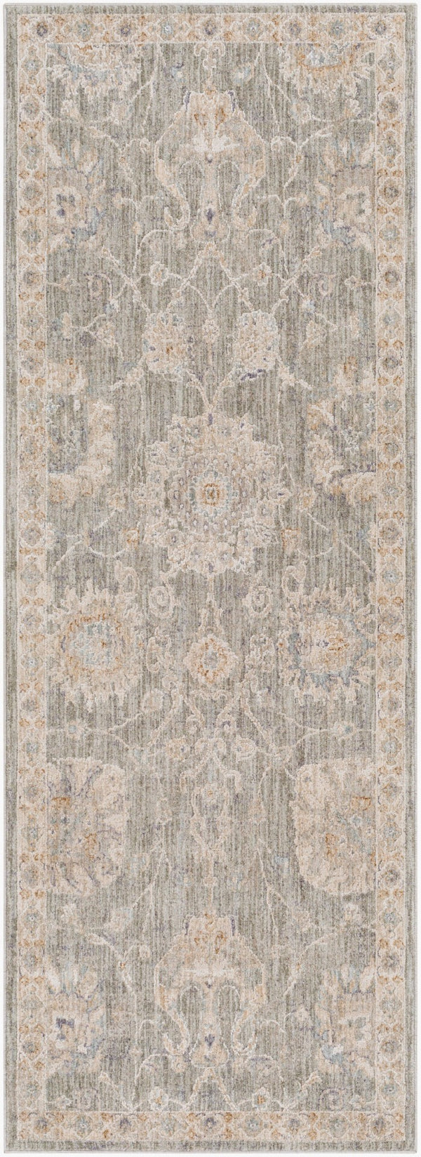 Livabliss Avant Garde Traditional Medallion Area Rug with Fringe for Large Living Rooms Gray, Charcoal 2'7" x 7'3" AVT2305-2773