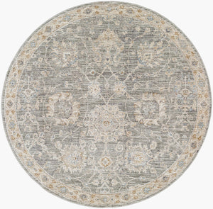 Livabliss Avant Garde Traditional Medallion Area Rug with Fringe for Large Living Rooms Gray, Charcoal 7'10" x 7'10" AVT2305-710RD