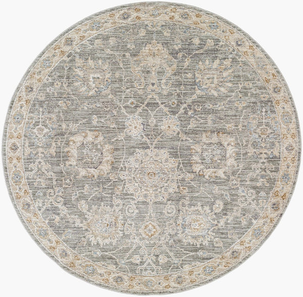Livabliss Avant Garde Traditional Medallion Area Rug with Fringe for Large Living Rooms Gray, Charcoal 7'10" x 7'10" AVT2305-710RD