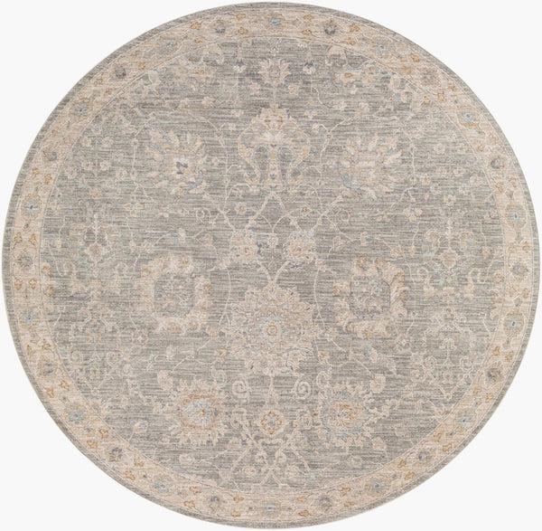 Livabliss Avant Garde Traditional Medallion Area Rug with Fringe for Large Living Rooms Gray, Charcoal 6'7" x 6'7" AVT2305-67RD