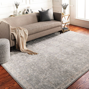 Livabliss Avant Garde Traditional Medallion Area Rug with Fringe for Large Living Rooms Gray, Charcoal 6'7" x 9'6" AVT2305-6796