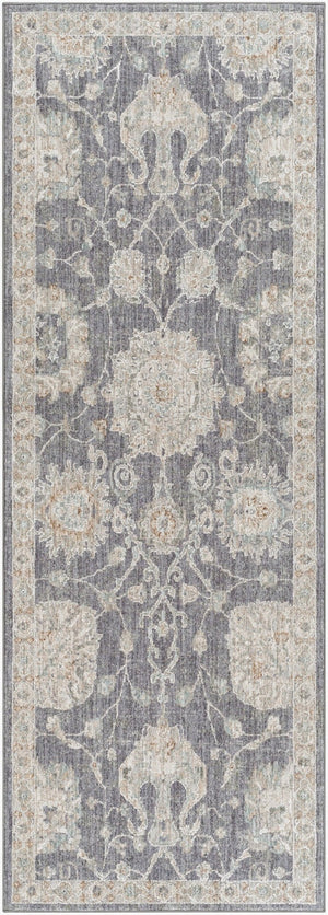 Livabliss Avant Garde Turkish Medallion Area Rug with Fringe Trim for Large Living Rooms Gray, Charcoal 2'7" x 7'3" AVT2306-2773