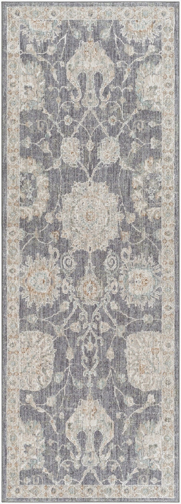 Livabliss Avant Garde Turkish Medallion Area Rug with Fringe Trim for Large Living Rooms Gray, Charcoal 2'7" x 7'3" AVT2306-2773