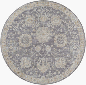 Livabliss Avant Garde Turkish Medallion Area Rug with Fringe Trim for Large Living Rooms Gray, Charcoal 5'3" x 5'3" AVT2306-53RD