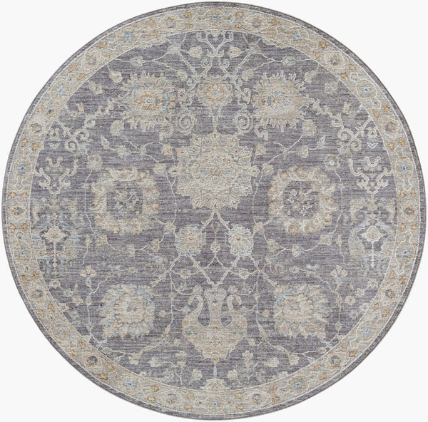 Livabliss Avant Garde Turkish Medallion Area Rug with Fringe Trim for Large Living Rooms Gray, Charcoal 5'3" x 5'3" AVT2306-53RD