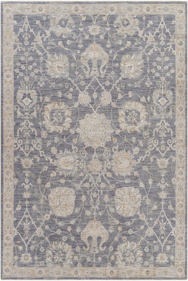 Livabliss Avant Garde Turkish Medallion Area Rug with Fringe Trim for Large Living Rooms Gray, Charcoal 6'7" x 9'6" AVT2306-6796