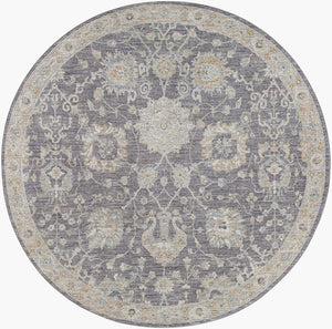Livabliss Avant Garde Turkish Medallion Area Rug with Fringe Trim for Large Living Rooms Gray, Charcoal 6'7" x 6'7" AVT2306-67RD