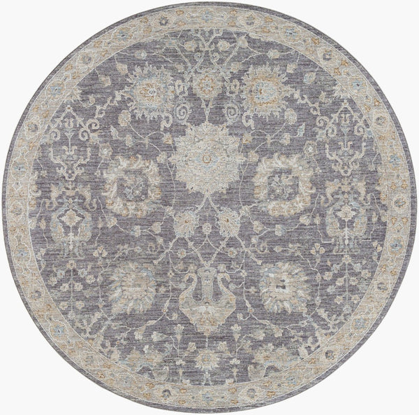 Livabliss Avant Garde Turkish Medallion Area Rug with Fringe Trim for Large Living Rooms Gray, Charcoal 6'7" x 6'7" AVT2306-67RD