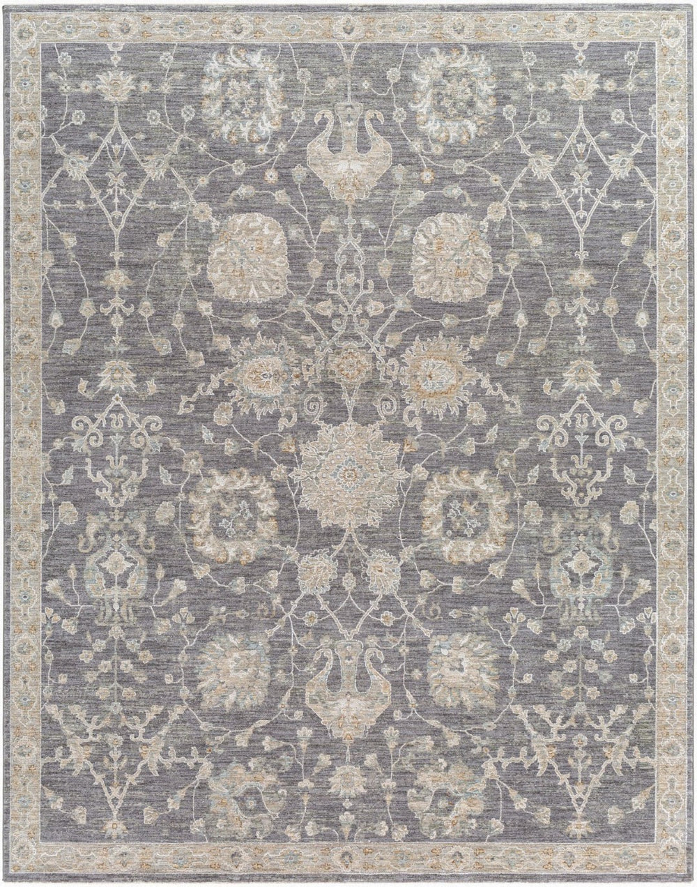 Livabliss Avant Garde Turkish Medallion Area Rug with Fringe Trim for Large Living Rooms Gray, Charcoal 7'10" x 10'2" AVT2306-710103