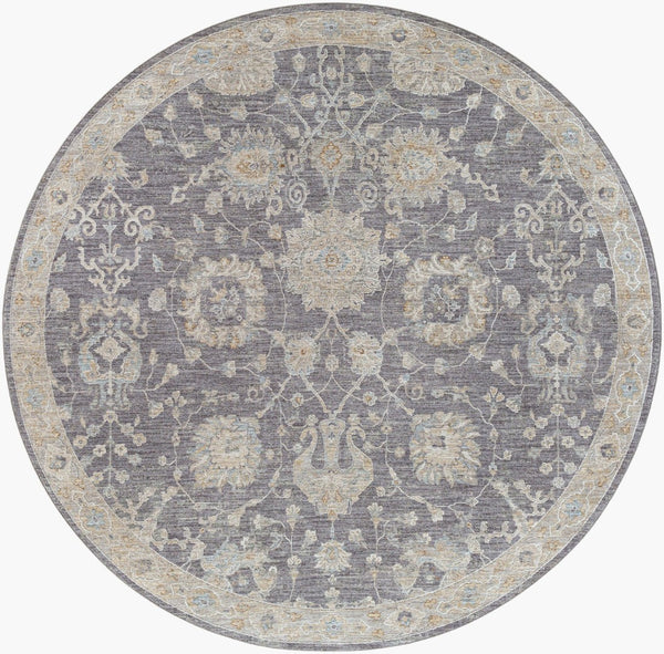 Livabliss Avant Garde Turkish Medallion Area Rug with Fringe Trim for Large Living Rooms Gray, Charcoal 7'10" x 7'10" AVT2306-710RD