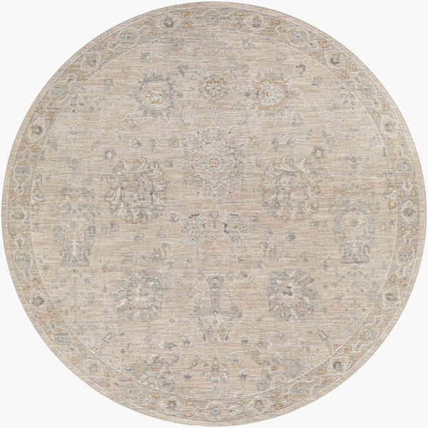 Livabliss Avant Garde Turkish Medallion Area Rug Fringe Border Medium Pile Living Room Floor Gray, Charcoal 6'7" x 6'7" AVT2307-67RD