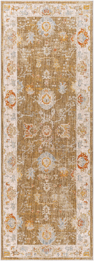 Livabliss Avant Garde Medallion Area Rug Machine Woven Polypropylene with Fringe Living Room Brown, Light Be 2'7" x 7'3" AVT2308-2773