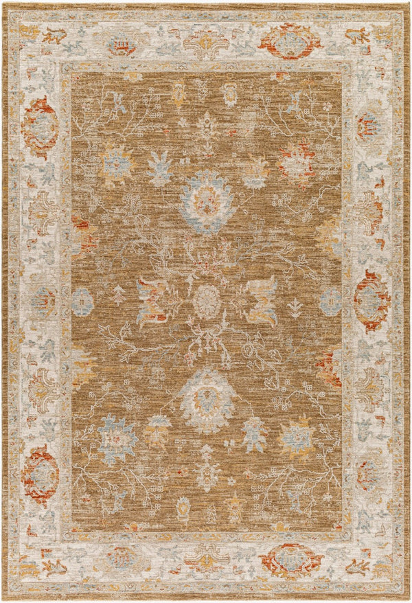 Livabliss Avant Garde Medallion Area Rug Machine Woven Polypropylene with Fringe Living Room Brown, Light Be 6'7" x 9'6" AVT2308-6796