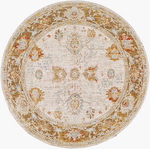 Livabliss Avant Garde Medallion Area Rug Turkish Woven Polypropylene Fringe Living Room Olive, Denim 5'3" x 5'3" AVT2309-53RD