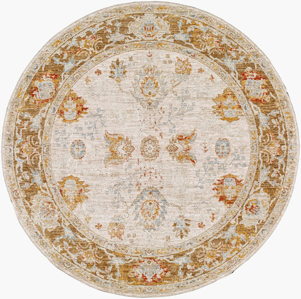 Livabliss Avant Garde Medallion Area Rug Turkish Woven Polypropylene Fringe Living Room Olive, Denim 5'3" x 5'3" AVT2309-53RD