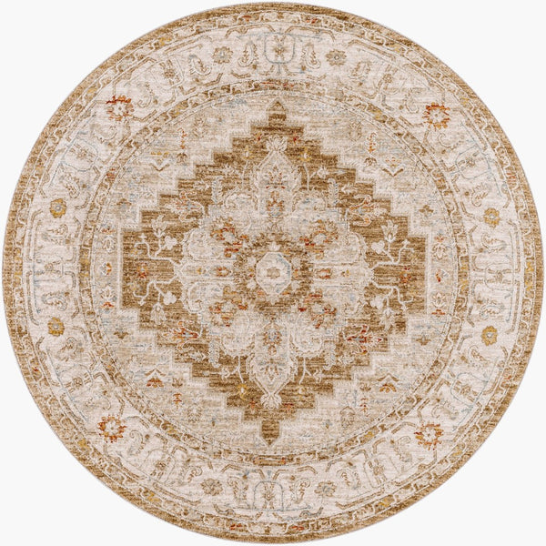 Livabliss Avant Garde Medallion Area Rug Turkish Woven Polypropylene for Large Living Rooms Olive, Sage 6'7" x 6'7" AVT2315-67RD