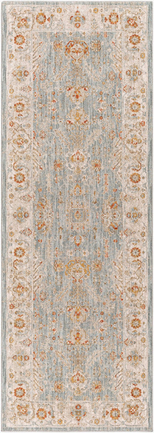 Livabliss Avant Garde Traditional Fringe Area Rug with Polypropylene Weave for Large Living Rooms Denim, Sage 2'7" x 7'3" AVT2318-2773