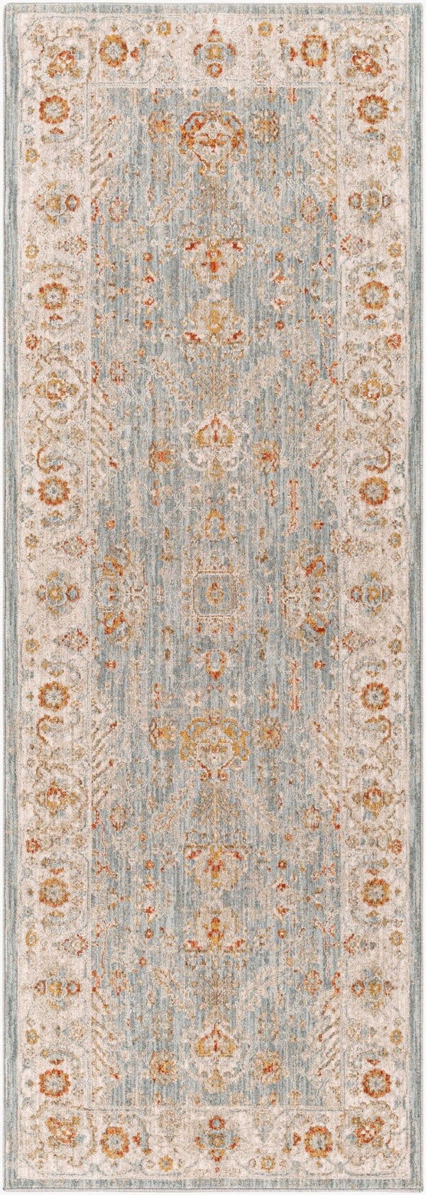 Livabliss Avant Garde Traditional Fringe Area Rug with Polypropylene Weave for Large Living Rooms Denim, Sage 2'7" x 7'3" AVT2318-2773